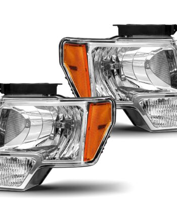 Ohaz Headlight Assembly for 2009-2014 Ford F-150, Clear Lens, Chrome Housing, Amber Reflector, Driver & Passenger Side