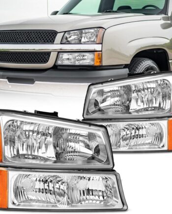 Ohaz Headlight Assembly for 2003-2006 Chevy Silverado, Avalanche 1500/1500HD/2500/2500HD/3500, Pickup Replacement Headlamp & Bumper Lamp Set